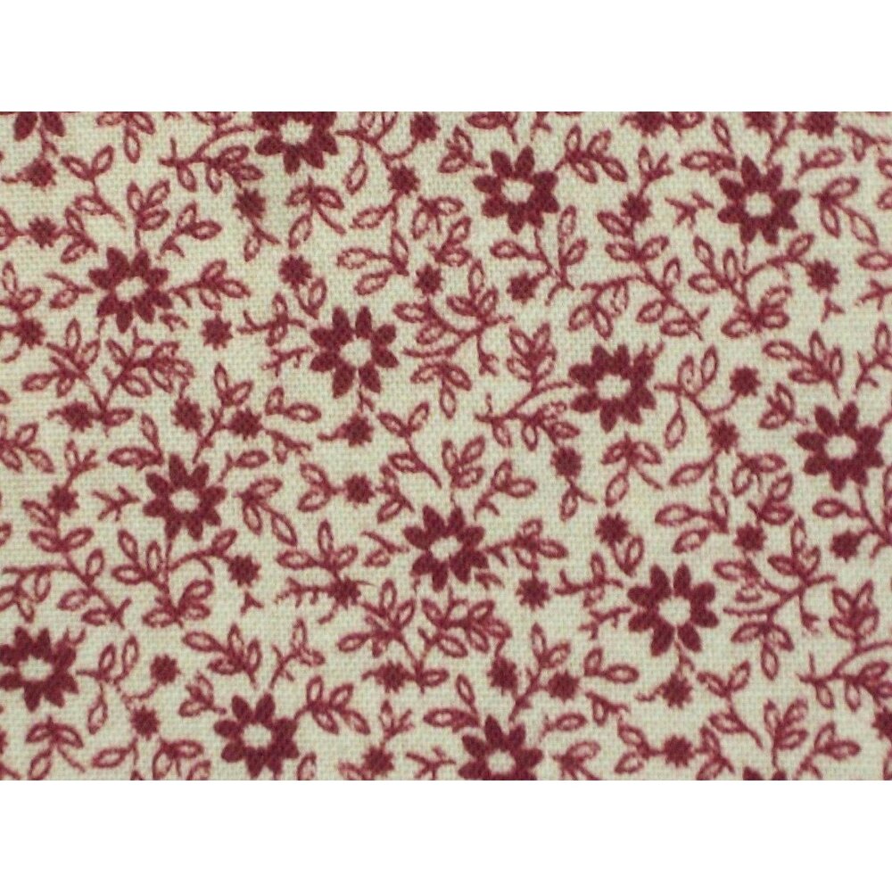 3 Yard Cut Vintage Peter Pan Quilting Fabric Calico Flowers Red White